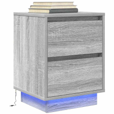 vidaXL szürke sonoma színű éjjeliszekrény LED-világítással 38x34x50 cm bútor