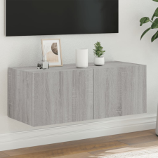 vidaXL szürke sonoma színű fali TV-szekrény LED-del 80x35x31 cm bútor