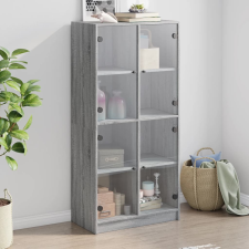 vidaXL szürke sonoma színű magasszekrény ajtókkal 68x37x142 cm bútor