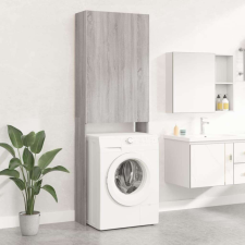 vidaXL Szürke sonoma színű mosógépszekrény 64 x 25,5 x 190 cm fürdőszoba bútor