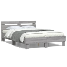 vidaXL szürke sonoma színű szerelt fa ágykeret fejtámlával 120x190 cm ágy és ágykellék