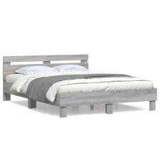 vidaXL szürke sonoma színű szerelt fa ágykeret fejtámlával 140x200 cm ágy és ágykellék