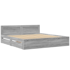 vidaXL szürke sonoma színű szerelt fa ágykeret fejtámlával 200x200 cm (3295539) ágy és ágykellék