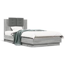 vidaXL szürke sonoma színű szerelt fa ágykeret fejtámlával 90 x 190 cm ágy és ágykellék