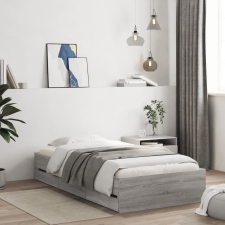 vidaXL szürke sonoma színű szerelt fa ágykeret fiókokkal 100 x 200 cm ágy és ágykellék