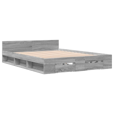 vidaXL szürke sonoma színű szerelt fa ágykeret fiókokkal 120 x 200 cm ágy és ágykellék