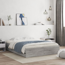 vidaXL szürke sonoma színű szerelt fa ágykeret fiókokkal 150x200 cm ágy és ágykellék
