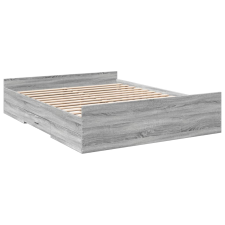 vidaXL szürke sonoma színű szerelt fa ágykeret fiókokkal 150x200 cm (3280291) ágy és ágykellék