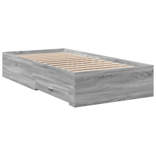 vidaXL szürke sonoma színű szerelt fa ágykeret fiókokkal 75x190 cm (3280445) ágy és ágykellék