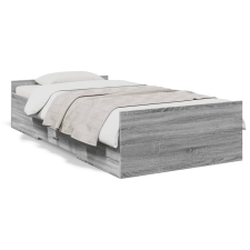 vidaXL szürke sonoma színű szerelt fa ágykeret fiókokkal 90 x 190 cm ágy és ágykellék