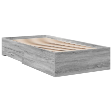 vidaXL szürke sonoma színű szerelt fa ágykeret fiókokkal 90 x 200 cm (3280431) ágy és ágykellék
