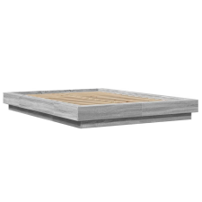 vidaXL szürke sonoma színű szerelt fa ágykeret LED-del 140x200 cm (3281103) ágy és ágykellék