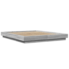 vidaXL szürke sonoma színű szerelt fa ágykeret LED-del 150x200 cm ágy és ágykellék
