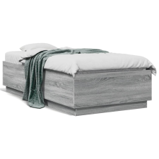 vidaXL szürke sonoma színű szerelt fa ágykeret LED-del 75x190 cm ágy és ágykellék
