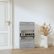 vidaXL szürke sonoma színű szerelt fa cipősszekrény 59x17x108 cm bútor