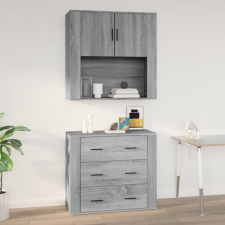 vidaXL Szürke sonoma színű szerelt fa faliszekrény 80x33x80 cm bútor