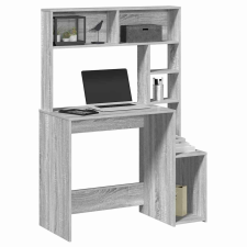 vidaXL szürke sonoma színű szerelt fa íróasztal polcokkal 100x45x140cm íróasztal