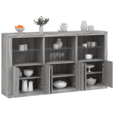 vidaXL szürke sonoma színű tálalószekrény LED-ekkel 181,5x37x100 cm bútor