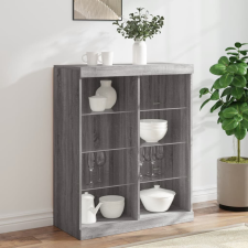 vidaXL szürke sonoma színű tálalószekrény LED-ekkel 81 x 37 x 100 cm bútor