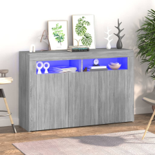 vidaXL szürke sonoma tálalószekrény LED-világítással 115,5x30x75 cm bútor