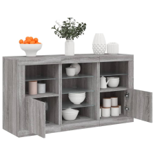 vidaXL Szürke sonoma tálalószekrény LED-világítással 123 x 37 x 67 cm bútor