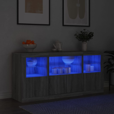 vidaXL szürke sonoma tálalószekrény LED-világítással 142,5x37x67 cm bútor