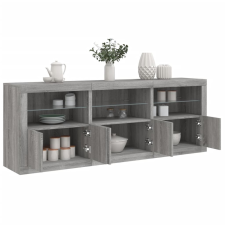 vidaXL szürke sonoma tálalószekrény LED-világítással 181,5x37x67 cm bútor