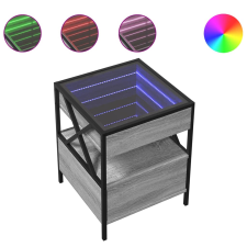 vidaXL szürke sonoma végtelen hatású LED-es dohányzóasztal 40x40x51 cm (847720) bútor