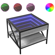 vidaXL szürke sonoma végtelen hatású LED-es dohányzóasztal 50x50x38 cm (847700) bútor