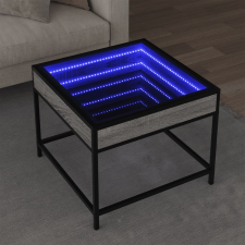 vidaXL szürke sonoma végtelen hatású LED-es dohányzóasztal 50x50x41 cm bútor