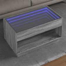 vidaXL szürke sonoma végtelen hatású LED-es dohányzóasztal 90x50x50 cm bútor