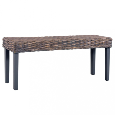 vidaXL Szürke természetes kubu rattan és tömör mangófa pad 110 cm kerti bútor