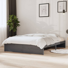 vidaXL szürke tömör fa ágykeret 135 x 190 cm (4FT6 Double) ágy és ágykellék