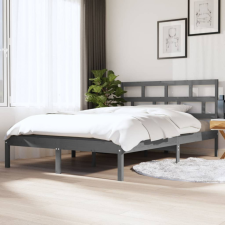 vidaXL Szürke tömör fa ágykeret 135 x 190 cm (4FT6 Double) ágy és ágykellék