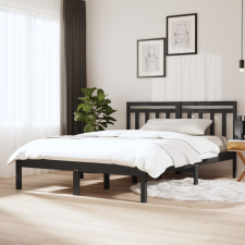 vidaXL szürke tömör fa ágykeret 150 x 200 cm (5FT King Size) ágy és ágykellék