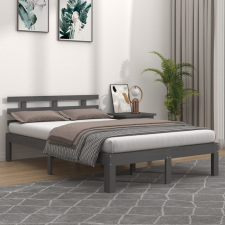 vidaXL szürke tömör fa ágykeret 150x200 cm (5FT King Size) ágy és ágykellék