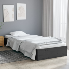 vidaXL szürke tömör fa ágykeret 75 x 190 cm (2FT6 Small Single) ágy és ágykellék