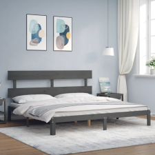 vidaXL szürke tömör fa ágykeret fejtámlával 200 x 200 cm ágy és ágykellék