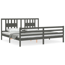 vidaXL szürke tömör fa ágykeret fejtámlával 200 x 200 cm (3194593) ágy és ágykellék