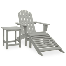 vidaXL szürke tömör fenyőfa adirondack szék zsámollyal és asztallal kerti bútor