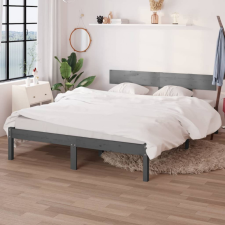 vidaXL Szürke tömör fenyőfa ágykeret 120 x 200 cm ágy és ágykellék