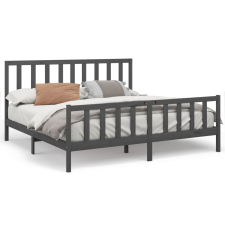vidaXL szürke tömör fenyőfa ágykeret 200x200 cm (3106725) ágy és ágykellék