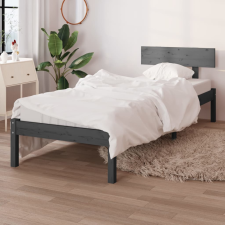 vidaXL szürke tömör fenyőfa ágykeret 90 x 190 cm (UK Single) ágy és ágykellék