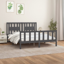 vidaXL szürke tömör fenyőfa ágykeret fejtámlával 160 x 200 cm ágy és ágykellék