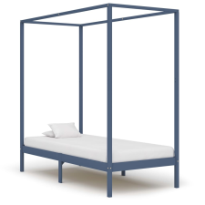 vidaXL szürke tömör fenyőfa baldachinos ágykeret 100 x 200 cm ágy és ágykellék