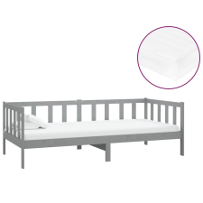 vidaXL szürke tömör fenyőfa dívány matraccal 90 x 200 cm (3083606) ágy és ágykellék