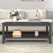 vidaXL szürke tömör fenyőfa dohányzóasztal 110 x 55 x 45 cm bútor