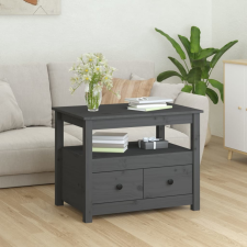 vidaXL szürke tömör fenyőfa dohányzóasztal 71 x 49 x 55 cm bútor