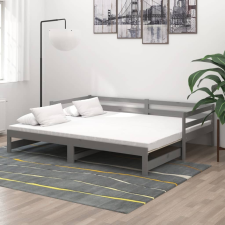 vidaXL szürke tömör fenyőfa kihúzható kanapéágy 2 x (90 x 200) cm ágy és ágykellék