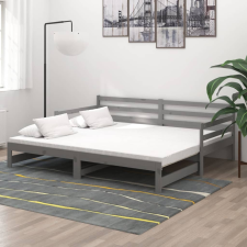 vidaXL szürke tömör fenyőfa kihúzható kanapéágy 2 x (90 x 200) cm ágy és ágykellék